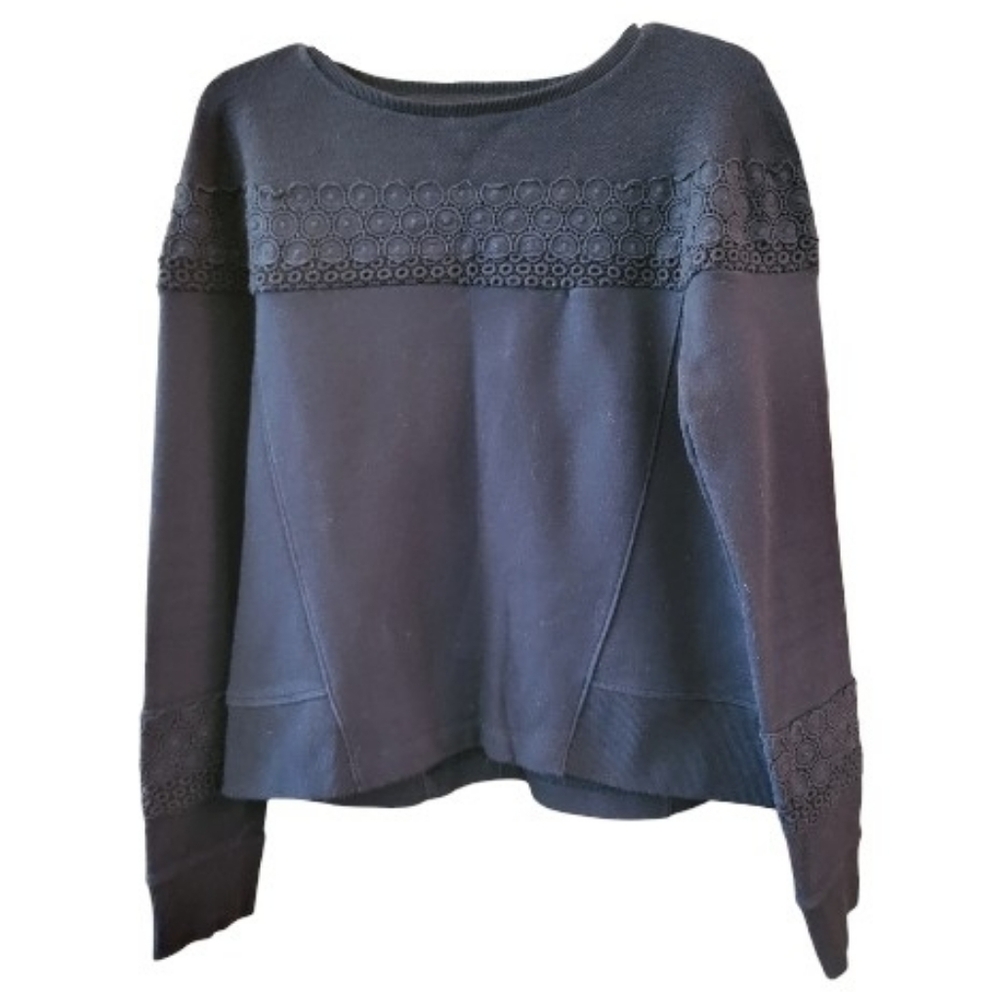Banana Republic Navy Long Sleeve Crochet Lace Yoke Sweatshirt - Size M